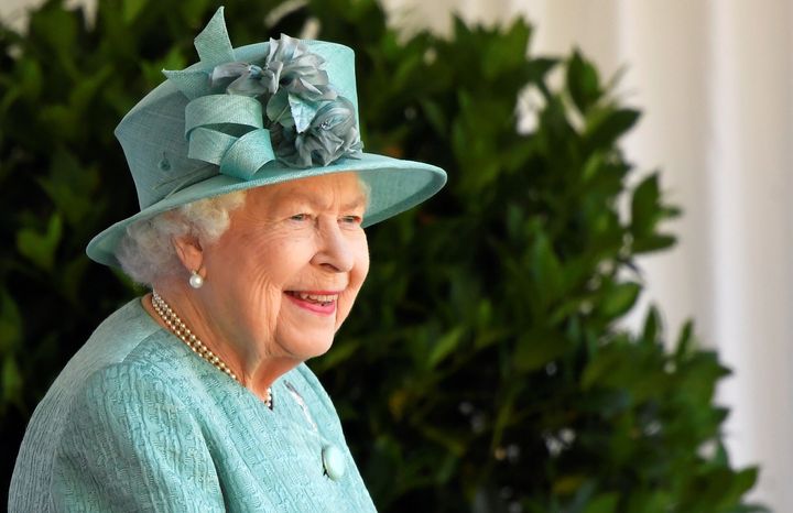 Queen Elizabeth II attends a ceremony to mark her official birthday at Windsor Castle on June 13, 2020, in Windsor, England.
