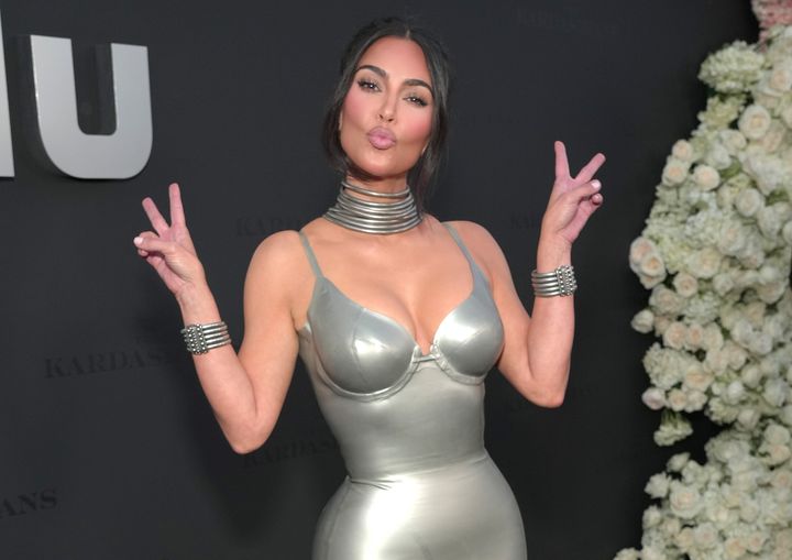 Kim Kardashian attends the Los Angeles premiere of Hulu's new show "The Kardashians." In the first episode, the Skims founder responded to those who questioned why she was chosen to host "Saturday Night Live" last year.