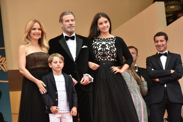 Kelly Preston, Benjamin Travolta, John Travolta and Ella Travolta attend the screening of "Solo: A Star Wars Story" during the 71st annual Cannes Film Festival at Palais des Festivals on May 15, 2018, in Cannes, France.