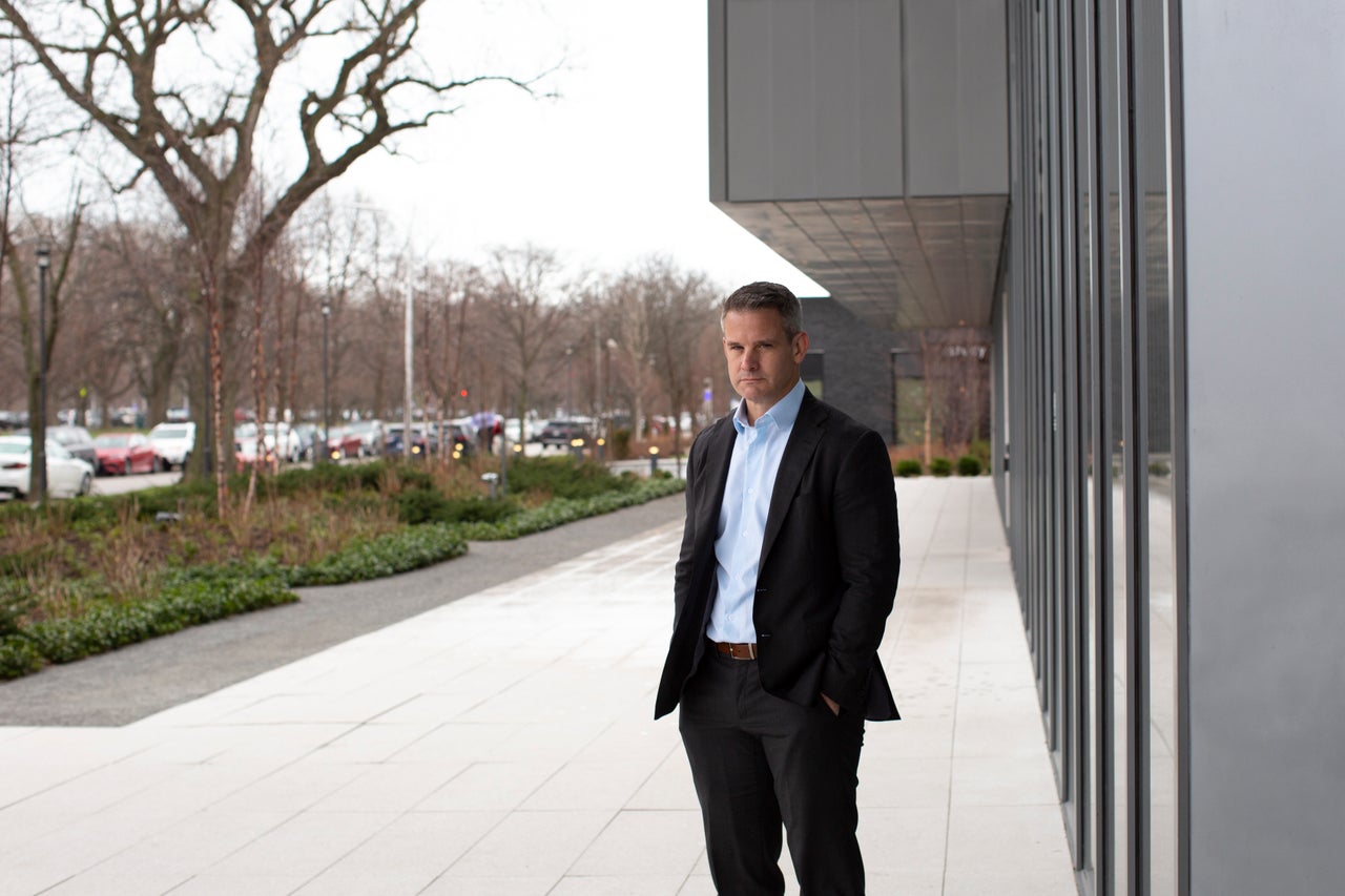 “I think mentally I feel more like an independent than a Republican," said Kinzinger, who's pictured outside the University of Chicago's David Rubenstein Forum.