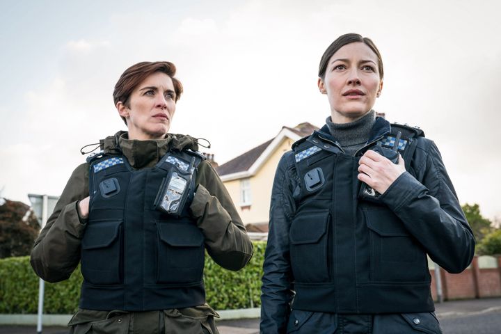 Kelly Macdonald and Vicky McClure on the set of Line Of Duty
