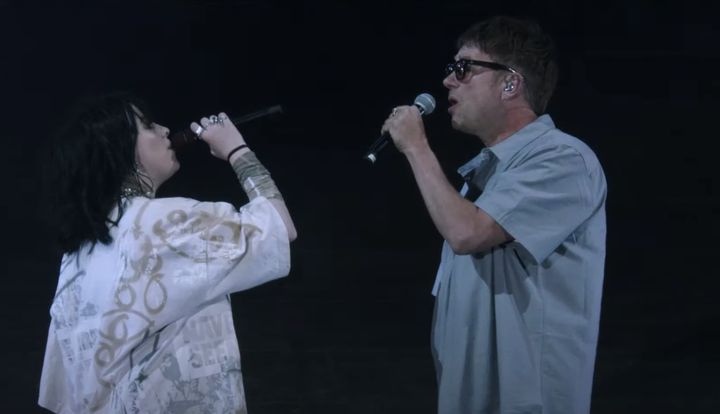 Billie Eilish and Damon Albarn on stage at Coachella