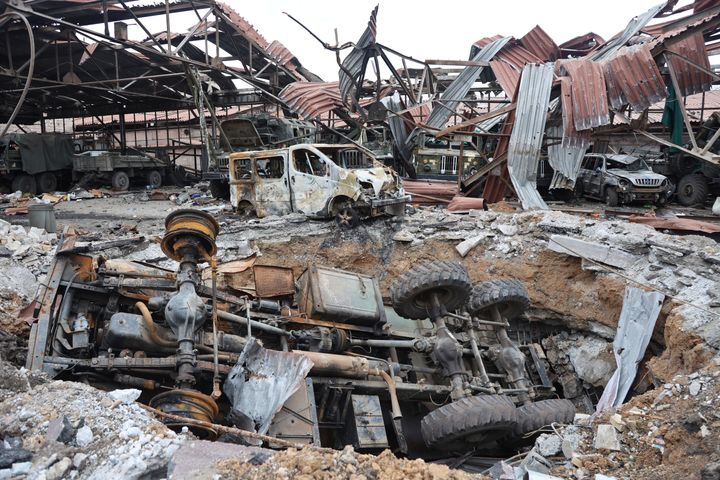 The Illich Iron & Steel Works Metallurgical Plant, the second largest metallurgical enterprise in Ukraine, was destroyed by Russian-backed separatist forces in Mariupol, Ukraine on Saturday, April 16, 2022.