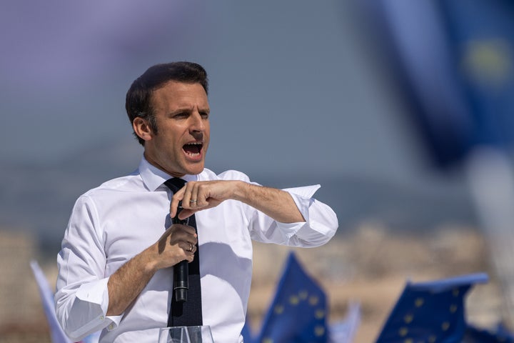 Emmanuel Macron, en un mitin en Marsella.