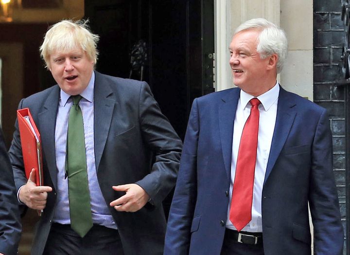Boris Johnson and David Davis in Downing Street.