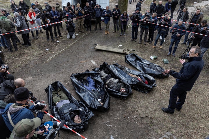 Cuerpos de ciudadanos rusos muertos en Bucha, el pasado 4 de abril.