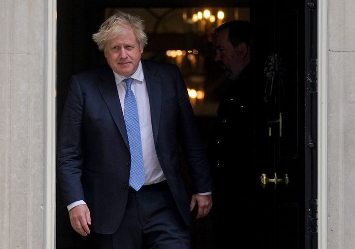 Prime Minister Boris Johnson exits 10 Downing Street.