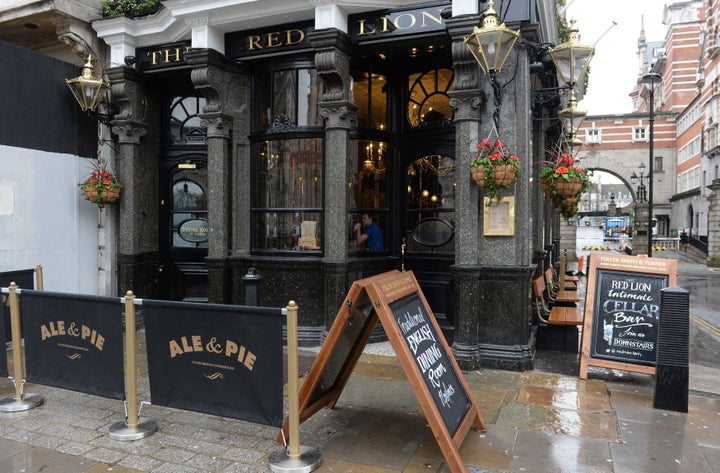 A view of the Red Lion pub in Whitehall, London.