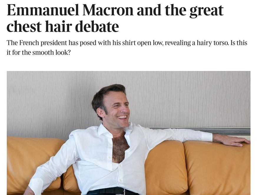 La photo de Macron chemise ouverte agite la presse britannique (Capture The