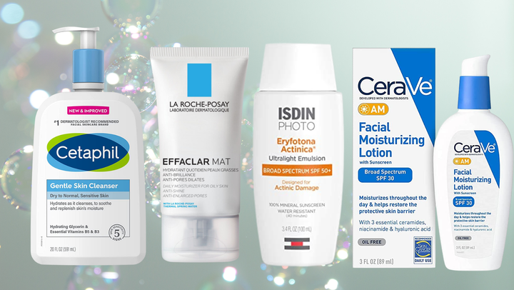 Dr. Gary Goldenberg's recommended products for morning use for combination/acne-prone skin.