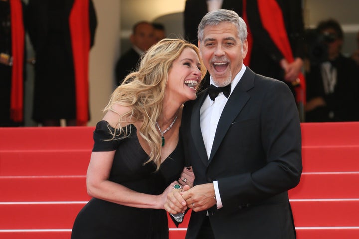 George Clooney and Julia Roberts attend the premiere of Money Monster during the 69th annual Cannes Film Festival on May 12, 2016 in Cannes, France.