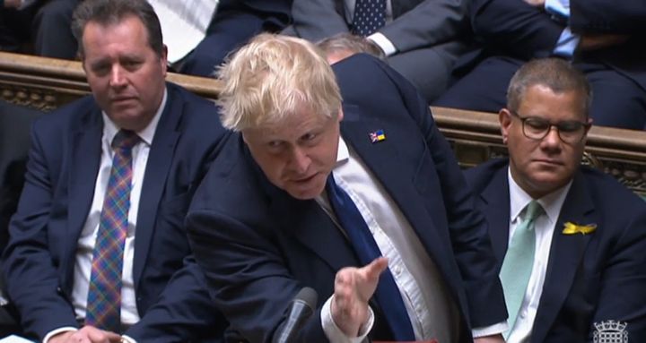 Prime Minister Boris Johnson speaks during Prime Minister's Questions in the House of Commons.