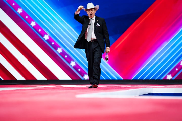 “I’m scared for any young women that he would be dealing with in the future. Don’t send your daughters to work for this guy,” one woman told the Nebraska Enquirer. Here, Charles Herbster arrives onstage during the fourth day of the 2022 Conservative Political Action Conference in Orlando. 