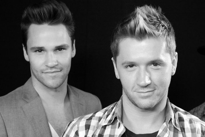 Nick Lazzarini, left, and Travis Wall pose for a photo in Los Angeles on Wednesday, Sept. 5, 2012. Televised dance shows brought fame to Lazzarini and Wall, who became big name attractions as Break The Floor instructors. Each of them has since been fired amid allegations of sexual misconduct.