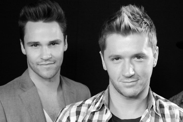 Nick Lazzarini, left, and Travis Wall pose for a photo in Los Angeles on Wednesday, Sept. 5, 2012. Televised dance shows brought fame to Lazzarini and Wall, who became big name attractions as Break The Floor instructors. Each of them has since been fired amid allegations of sexual misconduct.