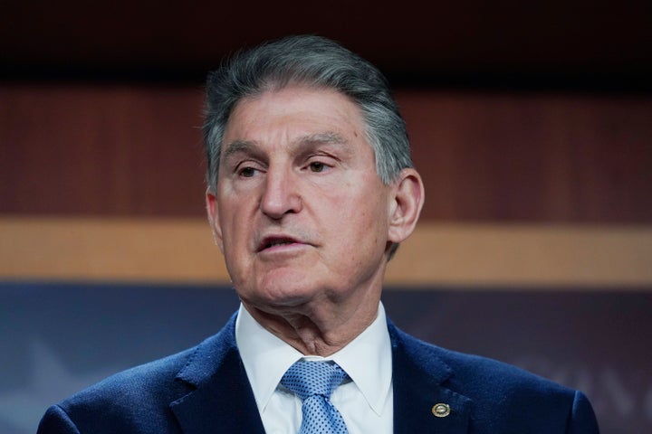 Sen. Joe Manchin, D-W.Va., speaks about their bill to ban Russian energy imports, on March 3, 2022, on Capitol Hill in Washington.