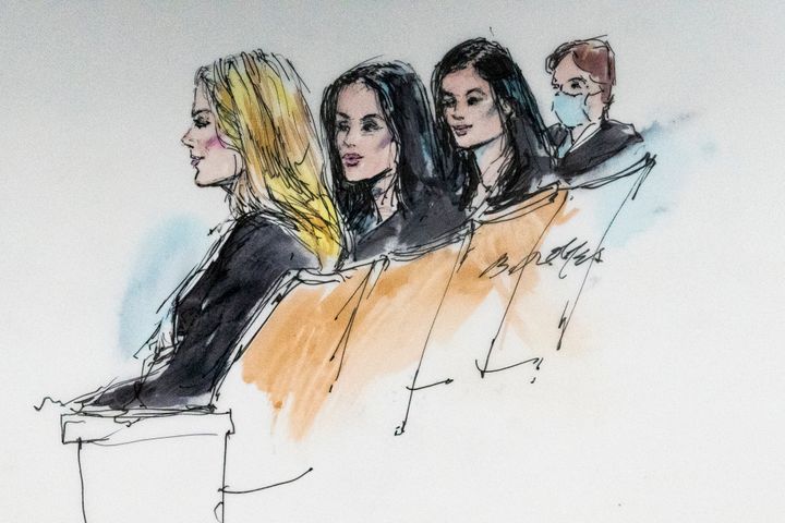 Khloe Kardashian, from left, Kim Kardashian, Kylie Jenner and Kris Jenner sit in court in Los Angeles on Tuesday.