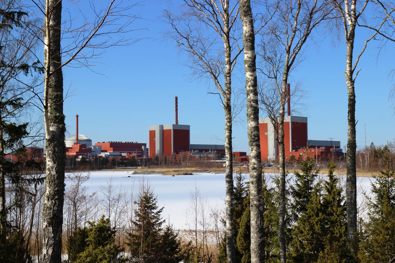 A view from the visitor center of the Olkiluoto Nuclear Power Plant. The plant's third and largest reactor, farthest to the left, came online last month. It's one of the biggest reactors in the world and the first to turn on in Western Europe in 15 years — 25 years, if you don't count the formerly Soviet-aligned Czech Republic as part of that region.