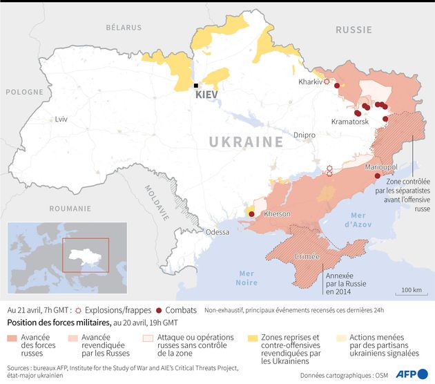 Map of the situation in Ukraine at 21