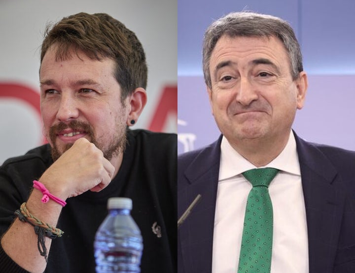 Pablo Iglesias y Aitor Esteban, en sendas fotos de archivo.
