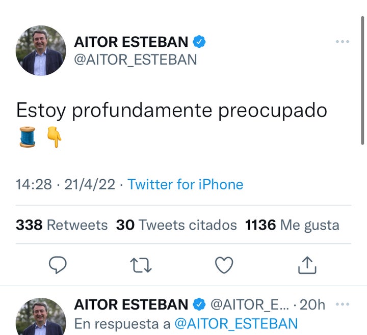 El hilo de tuits de Aitor Esteban.