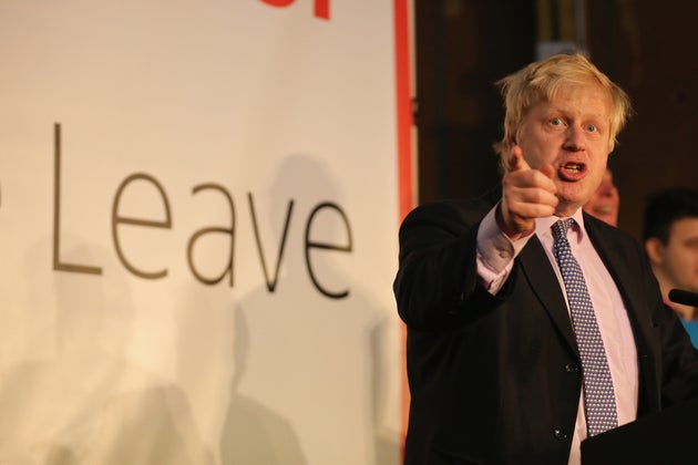 Boris Johnson when he was Mayor of London addressing supporters during a rally for the 'Vote Leave' campaign.