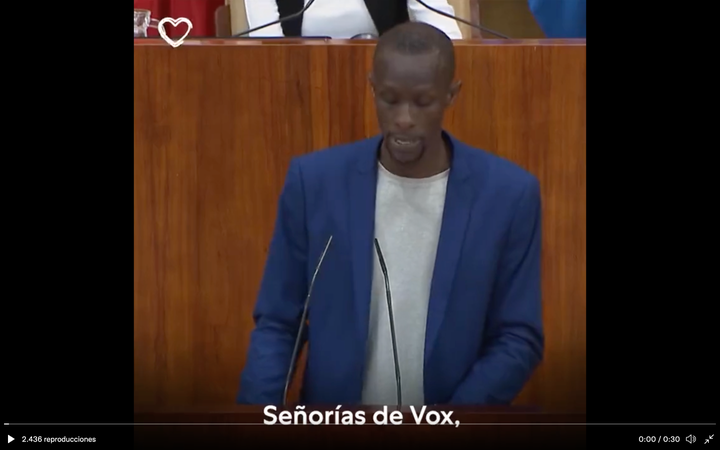 Intervención de Serigne Mbaye en la Asamblea de Madrid.