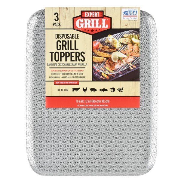 A disposable grill topper to save time on cleanup