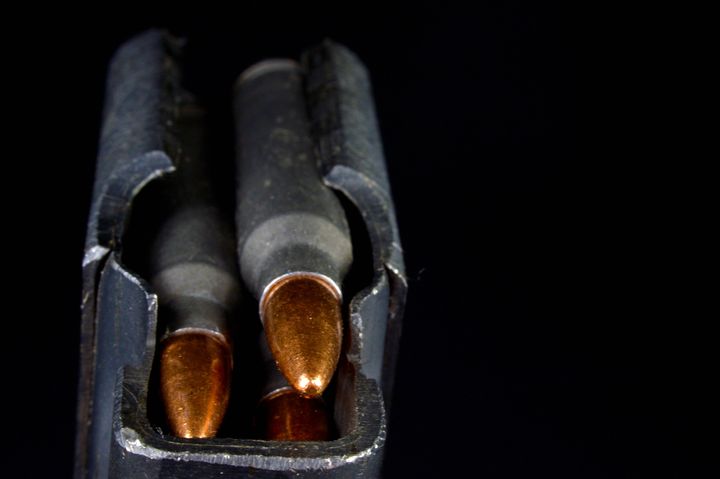 .223/5.56x45 bullets in a magazine.