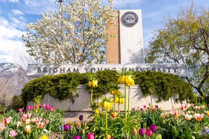 Brigham Young University, pictured, scrubbed a written ban on “homosexual behavior” from its code of conduct in early 2020 but has said that it continues to enforce its same-sex dating ban.