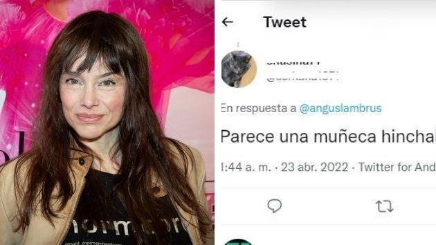 Beatriz Rico junto a uno de los tuits a los que ha dado réplica.