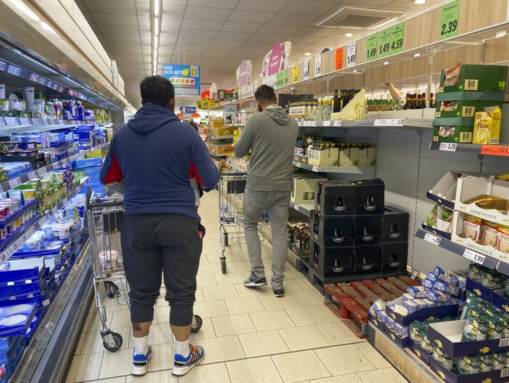 A view of supermarket during shortage of sunflower oil and flour supply due to ongoing Russia-Ukraine war on April 19, 2022 in Berlin, Germany. The war affected the economies of some countries, and it also hit the grain and sunflower oil supply chain.