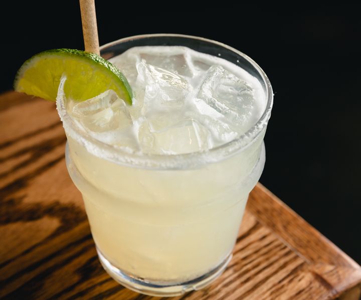 A classic lime margarita on the rocks.