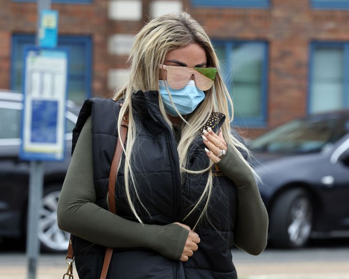 Katie Price arrives at Crawley Magistrates Court on April 27, 2022 