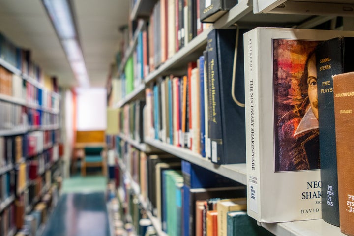 Llano County’s judge, commissioners, library board members and the library systems director are accused of systematically censoring patrons’ right to access material both digitally and on shelves. In this photo, books line the shelves at the Rice University Library in Houston.