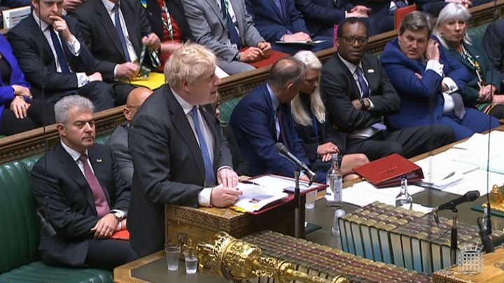 Prime Minister Boris Johnson speaks during Prime Minister's Questions in the House of Commons, London. Picture date: Wednesday April 27, 2022.