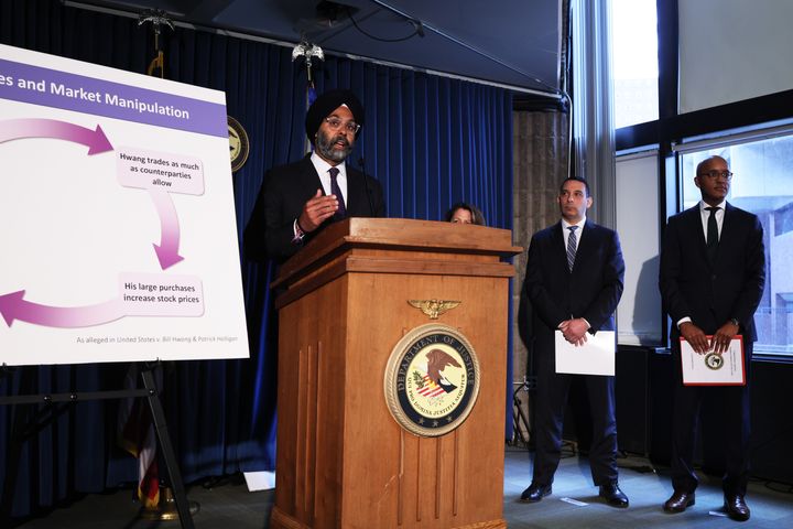 Gurbir Grewal, Director of Enforcement for the Securities and Exchange Commission, speaks during a press conference on April 27.