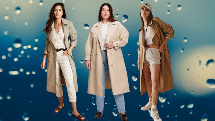 A Banana Republic Factory trench coat, Gap trench coat and Free People trench coat.