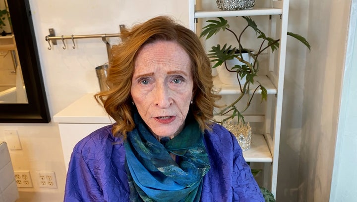 In this April 2022 photo taken from video, Ginger Lane, a Holocaust survivor, participates in a video marking Yom HaShoah, Israel's Holocaust Remembrance Day, asking people to stand with them and remember the Nazi genocide to avoid repeating the horrors of the past.