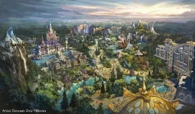 東京ディズニーシーに2023年度開業予定の新エリア「ファンタジースプリングス」の全景イメージ画像