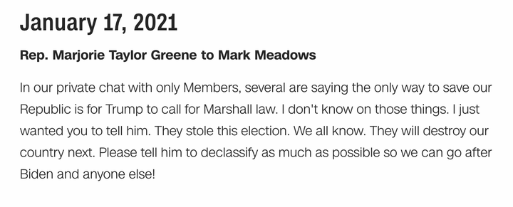 Read the text message Rep. Marjorie Taylor Greene sent to Mark Meadows, obtained by CNN.