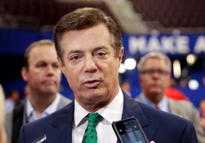 In this July 17, 2016 file photo, then-Donald Trump campaign chairman Paul Manafort speaks to reporters on the floor of the Republican National Convention, in Cleveland.
