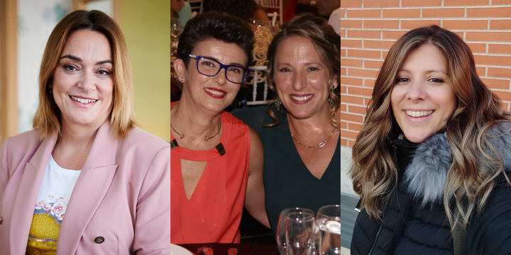 Toñi Moreno, madre soltera a los 46 años; Inma y Glorias, madres de dos mellizas, y Rocío Tovar, madre de acogida de varios menores.