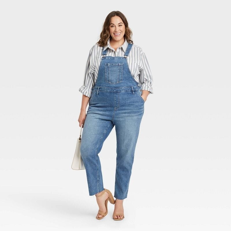 A pair of versatile denim overalls