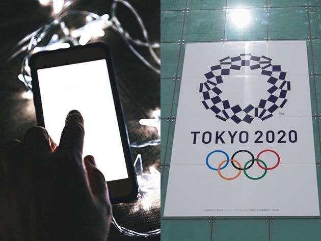 スマホと東京オリンピックのロゴ