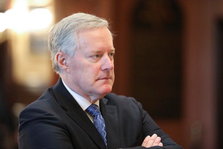 Former White House Chief of Staff Mark Meadows listens during an announcement of the creation of a new South Carolina Freedom Caucus based on a similar national group at a news conference on April 20, 2022 in Columbia, S.C. 