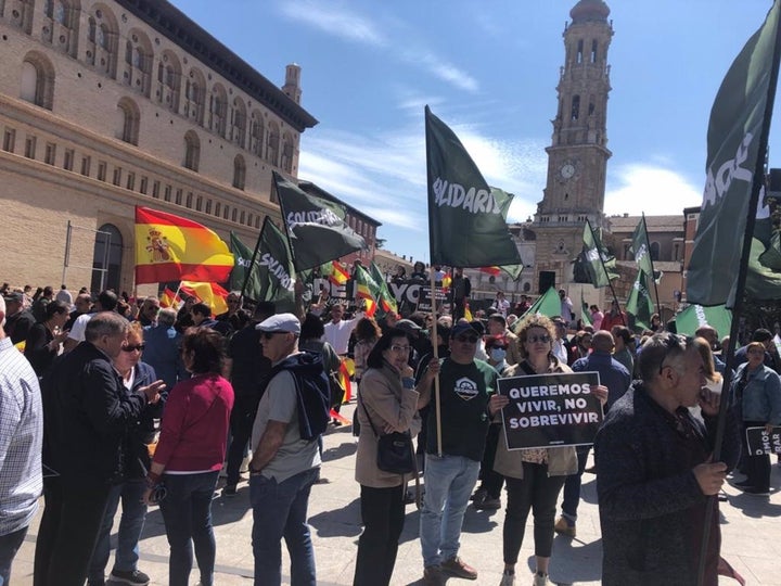 Manifestación del sindicato Solidaridad, del partido ultraderechista Vox, en Zaragoza.