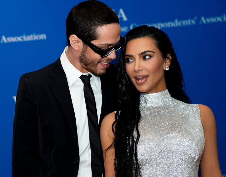 Pete Davidson and Kim Kardashian arrive for the White House Correspondents' Association gala at the Washington Hilton hotel.