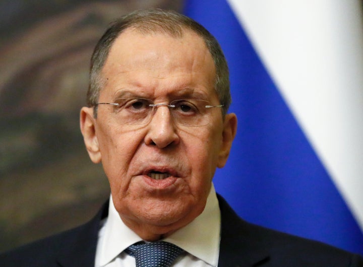 Russian Foreign Minister Sergey Lavrov attends a joint news conference with Eritrea Foreign Minister Osman Saleh Mohammed following their talks in Moscow, Russia, April 27, 2022. (Yuri Kochetkov/Pool Photo via AP, File)