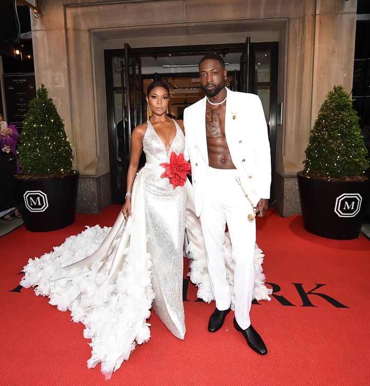 NEW YORK, NEW YORK - MAY 02: Dwyane Wade and Gabrielle Union depart The Mark Hotel for 2022 Met Gala on May 02, 2022 in New York City. (Photo by Ilya S. Savenok/Getty Images for The Mark)